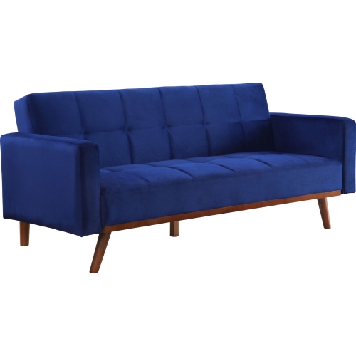 Tanitha Sleeper Sofa in Tufted Blue Velvet & Wood