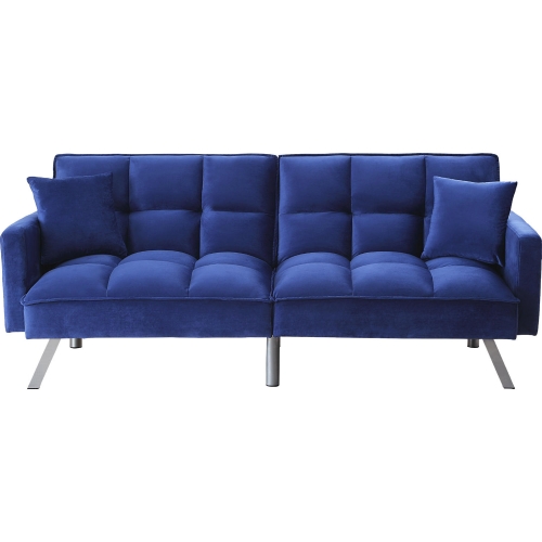 Mecene Adjustable Sleeper Sofa in Tufted Blue Velvet