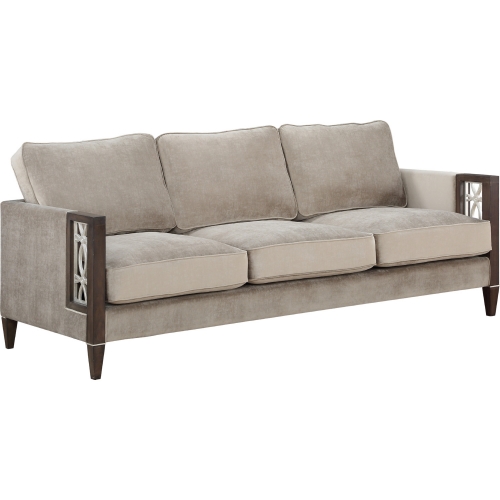 Peregrine Sofa in Exposed Walnut & Neutral Velvet