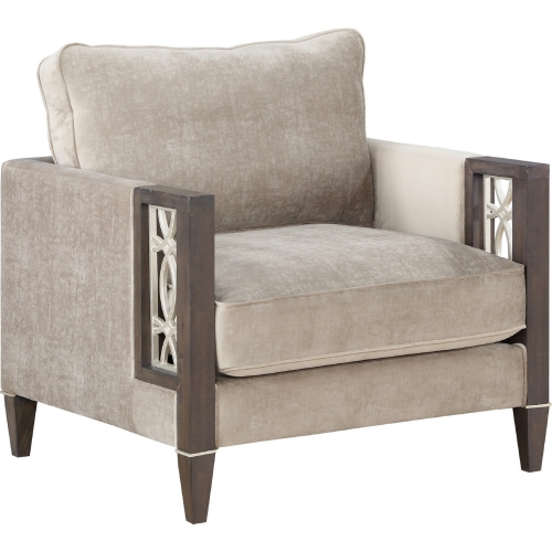 Peregrine Accent Chair in Exposed Walnut & Neutral Velvet