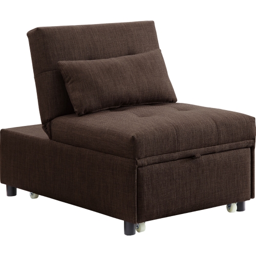 Hidalgo Sofa Bed Accent Chair in Brown Fabric