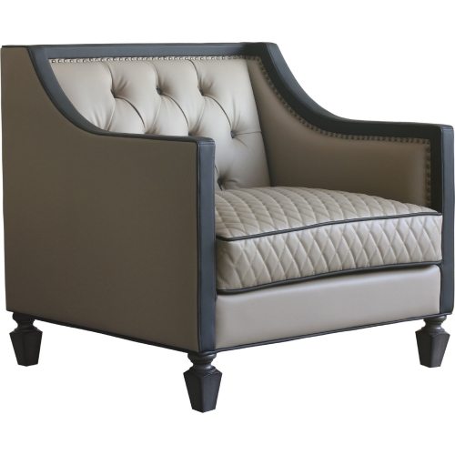 House Beatrice Accent Chair in Tan & Black Leatherette