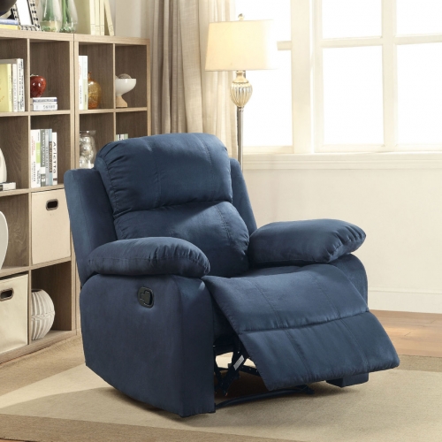 Parklon Manual Recliner in Blue Microfiber