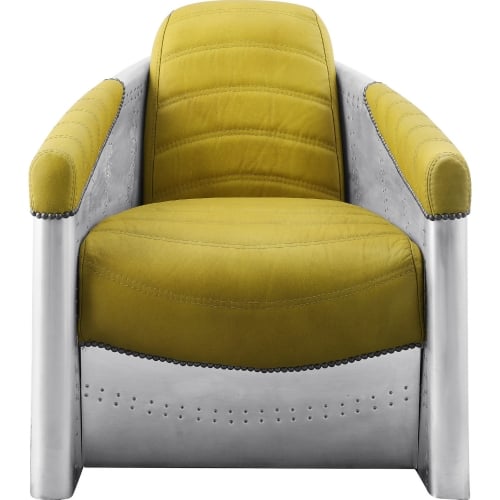 Brancaster Accent Chair in Yellow Top Grain Leather & Aluminum