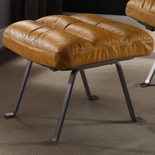 Bison Ottoman in Toffee Top Grain Leather