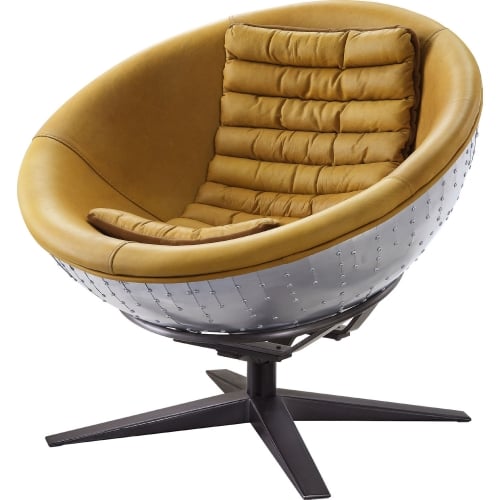 Brancaster Accent Chair in Turmeric Top Grain Leather & Aluminum