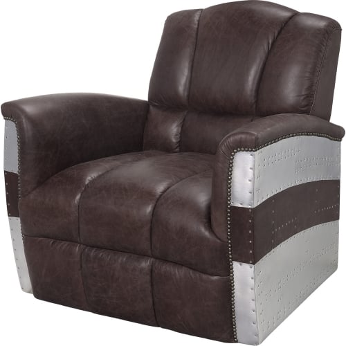 Brancaster Accent Chair in Retro Brown Top Grain Leather & Aluminum