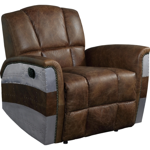 Brancaster Power Recliner in Brown Top Grain Leather & Aluminum