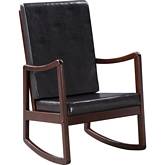 Raina Rocking Chair in Dark Brown Leatherette & Espresso