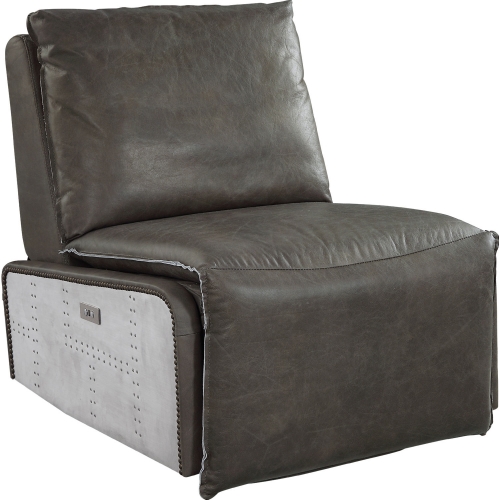 Metier Power Motion Recliner in Gray Top Grain Leather & Aluminum