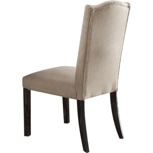 Gerardo Dining Chair in Beige Linen & Weathered Espresso (Set of 2)