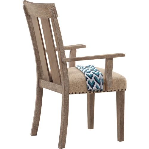 Nathaniel Dining Arm Chair in Fabric & Maple (Set of 2)