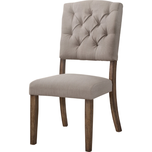 Bernard Dining Chair in Cream Linen & Weathered Oak (Set of 2)