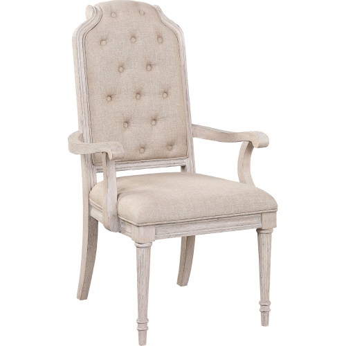 Wynsor Dining Arm Chair in Antique Champagne & Fabric (Set of 2)