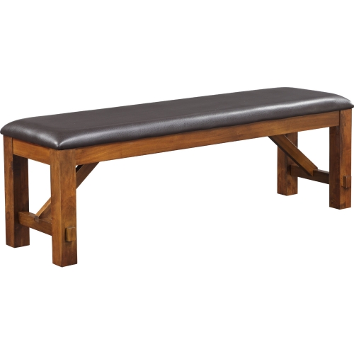 Apollo Dining Bench in Espresso Leatherette & Walnut