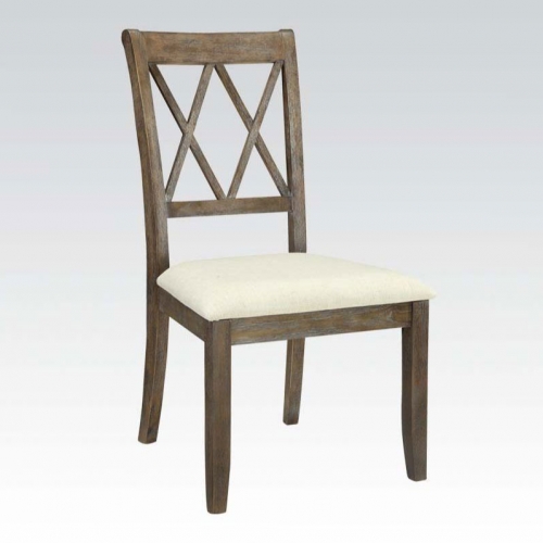 Claudia Dining Chair in Beige Linen & Salvage Brown (Set of 2)