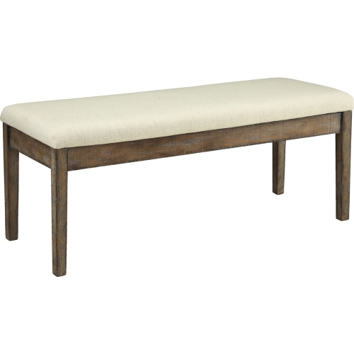 Claudia Bench in Beige Linen & Salvage Brown