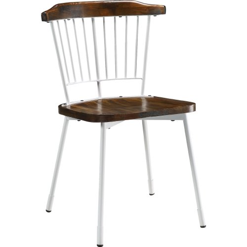 Orien Dining Chair in White Metal & Brown Oak (Set of 2)