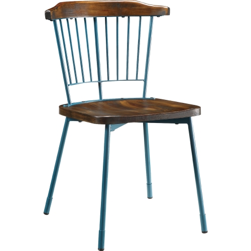 Orien Dining Chair in Teal Metal & Brown Oak (Set of 2)