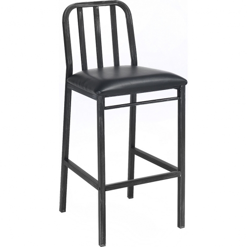 Jodie Bar Chair in Black Leatherette & Antique Black Metal (Set of 2)