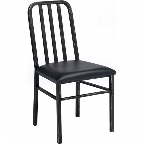 Jodie Dining Chair in Black Leatherette & Antique Black Metal (Set of 2)