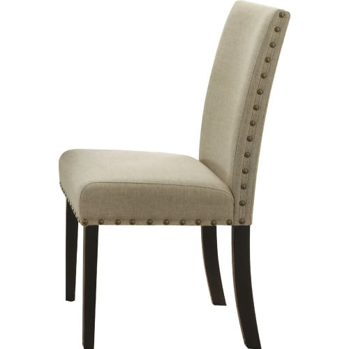 Hadas Dining Chair in Beige Fabric with Nailhead (Set of 2)