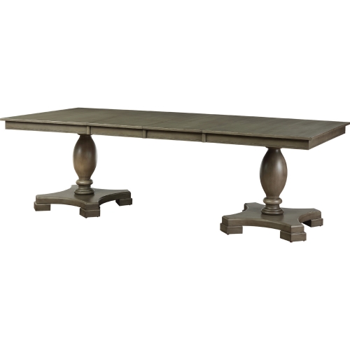 Waylon Dining Table w/ Double Pedestal in Gray Oak