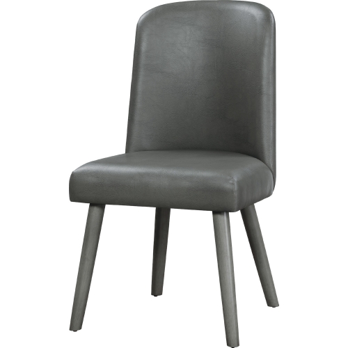 Waylon Dining Chair in Gray Leatherette & Gray Oak (Set of 2)