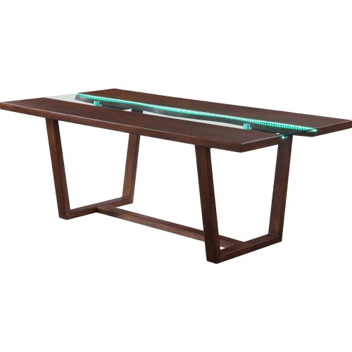 Bernice 80" Dining Table in Brown Wood & Glass