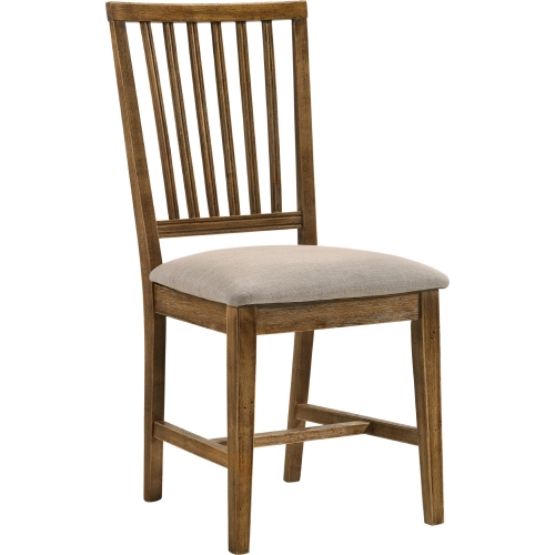 Wallace II Dining Chair in Tan Linen & Weathered Oak (Set of 2)