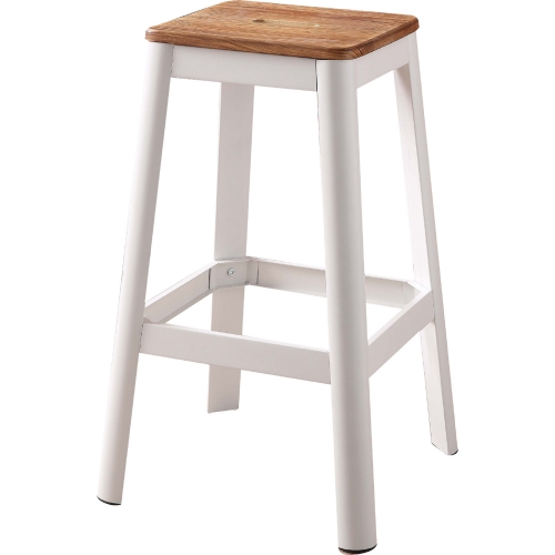 Jacotte Bar Stool in Natural Pine & White Steel