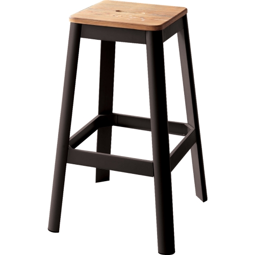 Jacotte Bar Stool in Natural Pine & Black Steel