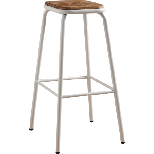 Scarus Bar Stool in Natural Pine & White Metal (Set of 2)