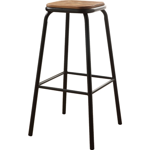 Scarus Bar Stool in Natural Pine & Black Metal (Set of 2)