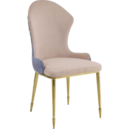 Caolan Dining Chair in Tan & Lavender Fabric & Gold (Set of 2)