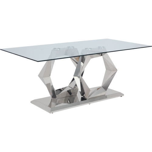 Gianna 79" Dining Table in Glass & Stainless Steel