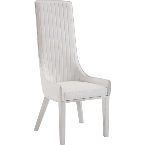 Gianna Dining Chair in White Leatherette & Stainless Steel (Set of 2)