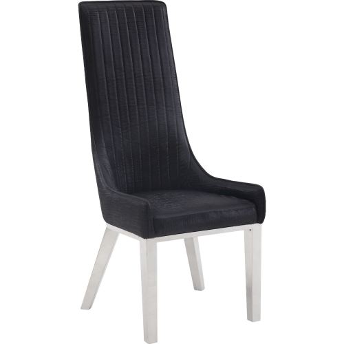 Gianna Dining Chair in Black Leatherette & Stainless Steel (Set of 2)