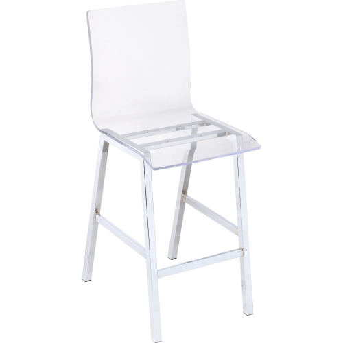 Nadie Counter Dining Chair in Clear Acrylic & Chrome (Set of 2)