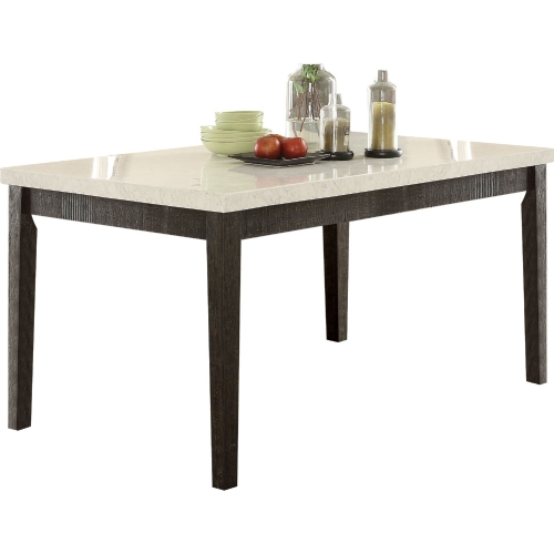 Nolan 64" Dining Table in White Marble & Salvage Dark Oak