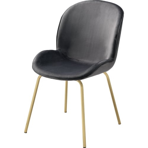 Chuchip Dining Chair (Set of 2) in Gray Velvet & Gold