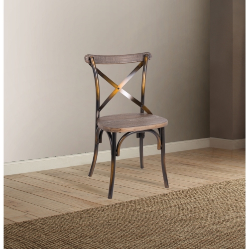 Zaire Dining Chair in Walnut & Antique Copper Metal