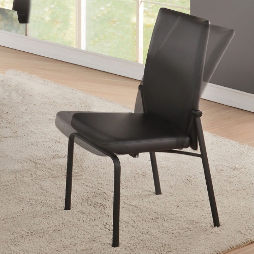 Osias Dining Chair in Black Leatherette & Black (Set of 2)