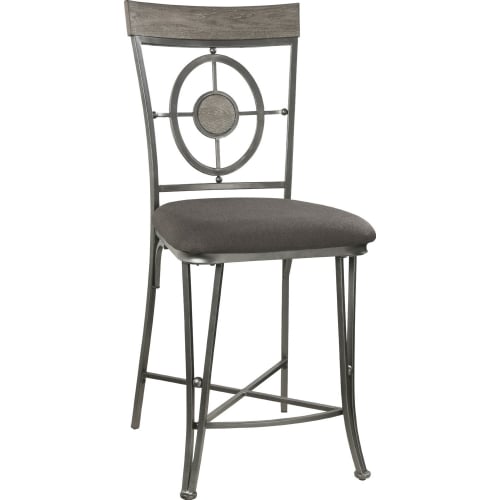 Landis Counter Height Dining Chair in Fabric & Gunmetal (Set of 2)