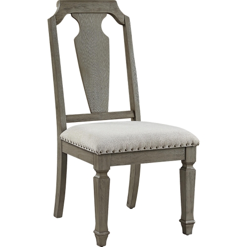 Zumala Dining Chair in Beige Linen & Weathered Oak Finish (Set of 2)