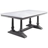 Yabeina 71" Dining Table in Faux Marble & Gray Oak Finish