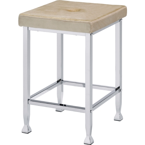 Raine Counter Stool in Beige Velvet & Chrome (Set of 2)