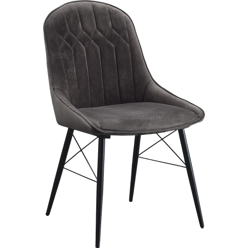 Abraham Dining Chair in Gray Fabric & Black (Set of 2)