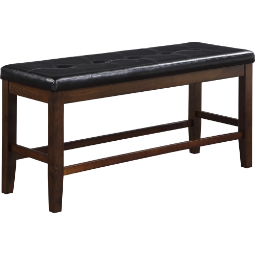 Urbana Counter Dining Bench in Black Leatherette & Espresso