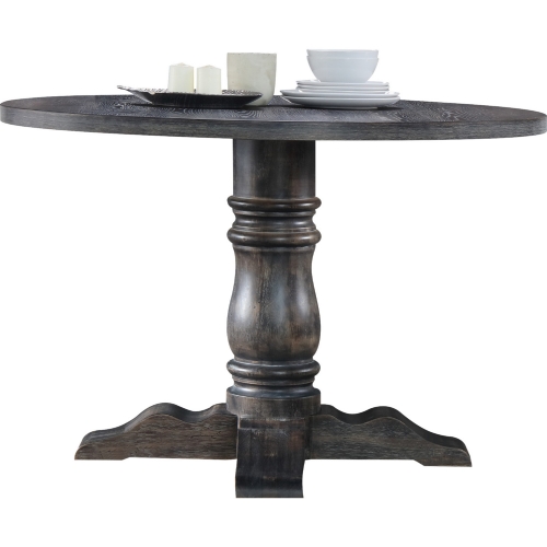 Wallace 47" Round Pedestal Dining Table in Weathered Gray